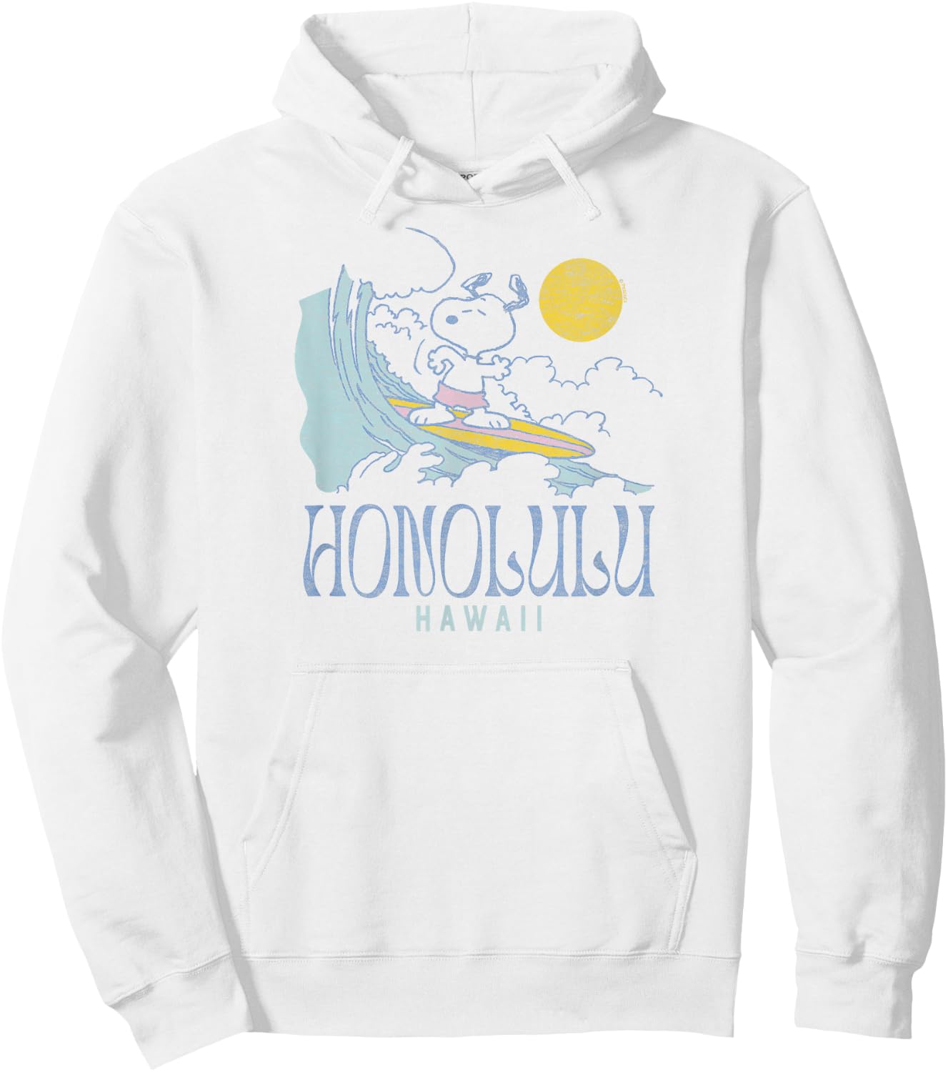 Peanuts - Snoopy Surfing Honolulu Hawaii White Hoodie - Hoodie | White