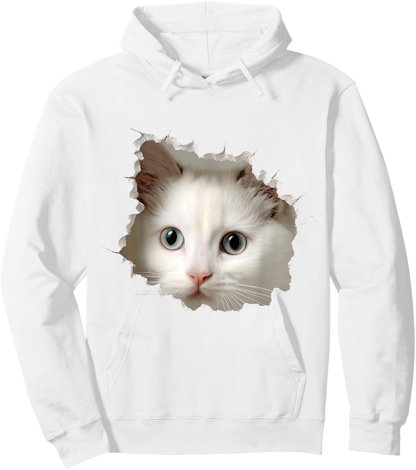 Cat Animal Graphic Drawing Illustration Face Cat Women Kids Hoodie - Hoodie | White