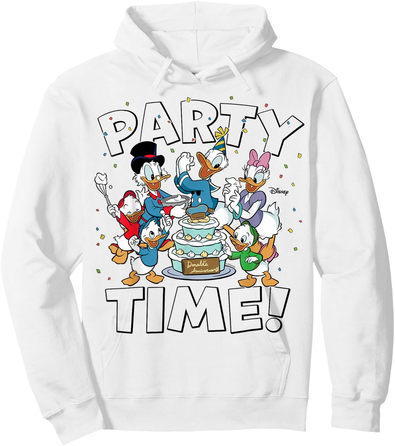 Donald Duck Scrooge McDuck Daisy Duck Huey Dewey Louie Party Hoodie - Hoodie | White