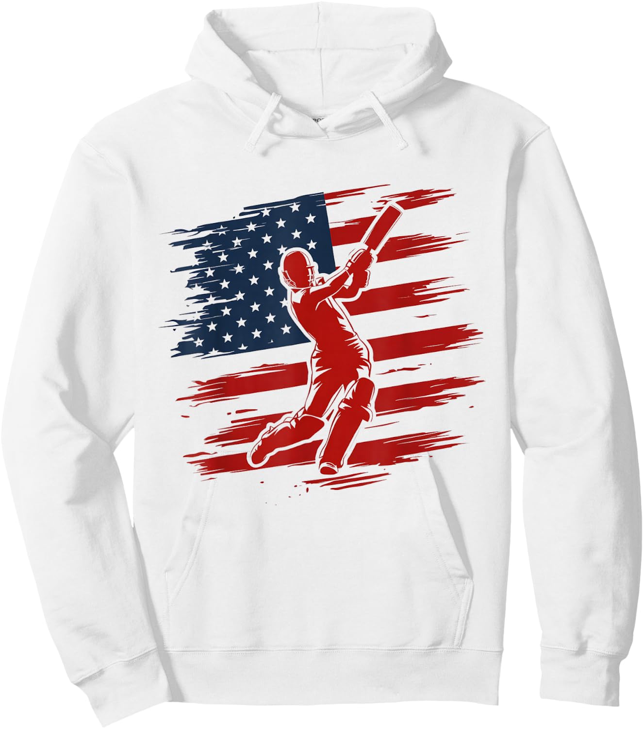 USA Cricket Jersey American Flag Cricket Player Art Hoodie - Hoodie | White