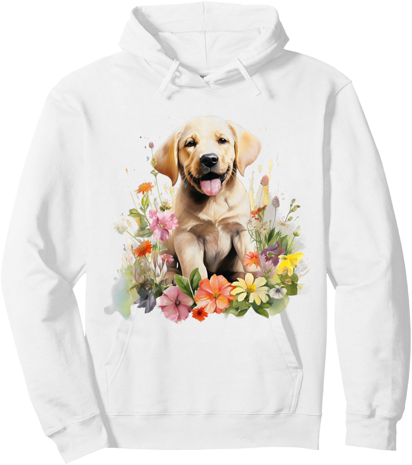 Floral Wildflower Dog Labrador Retriever Hoodie - Hoodie | White
