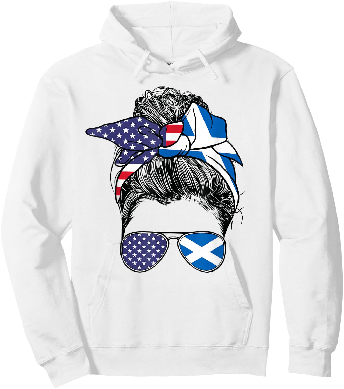 Scottish Women Girl USA Heritage American Scotland Flag Hoodie - Hoodie | White