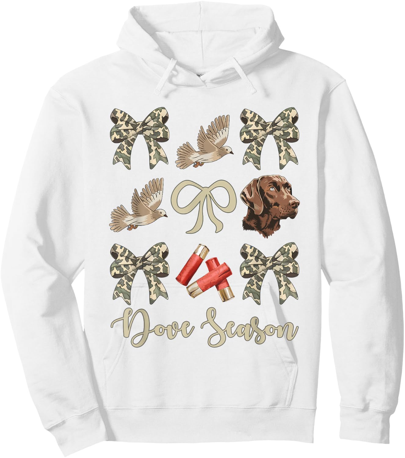 Camo Bow Coquette Dove Season Hunting Dove Hunter Hunt Girl Hoodie - Hoodie | White
