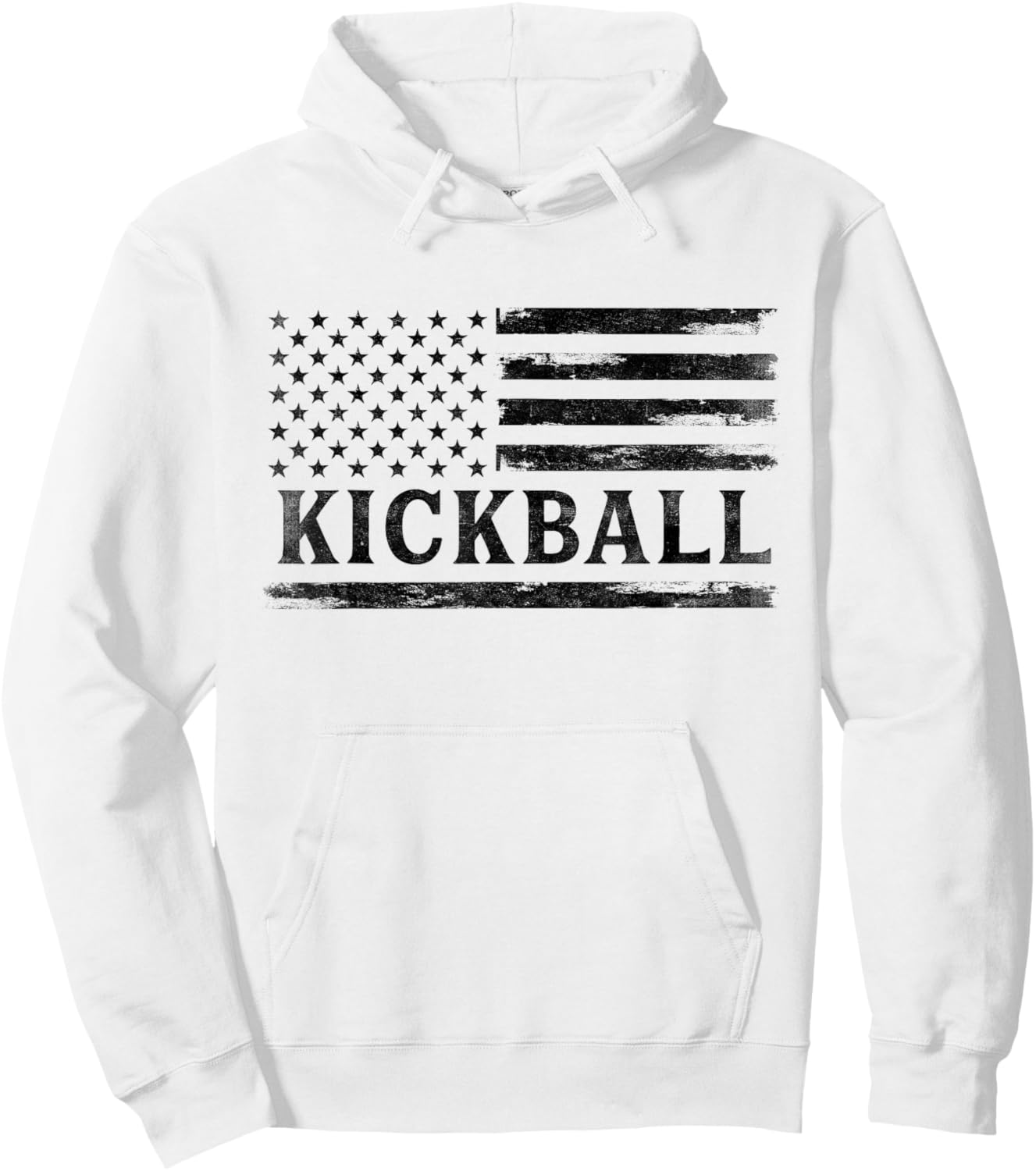 Kickball Black Vintage USA Flag Coach Hoodie - Hoodie | White