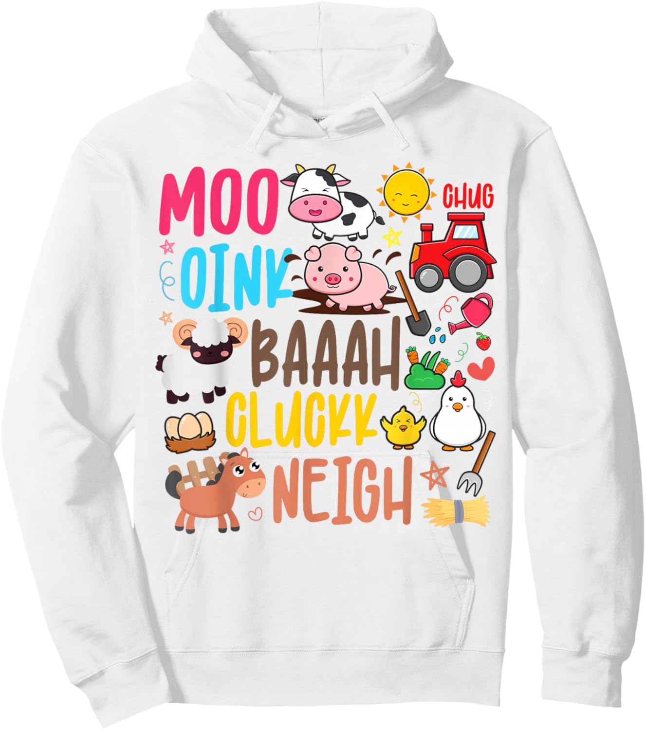 Farm Animals Sounds Oink Baa Neigh Cluck Moo Toddler Farmer Hoodie - Hoodie | White