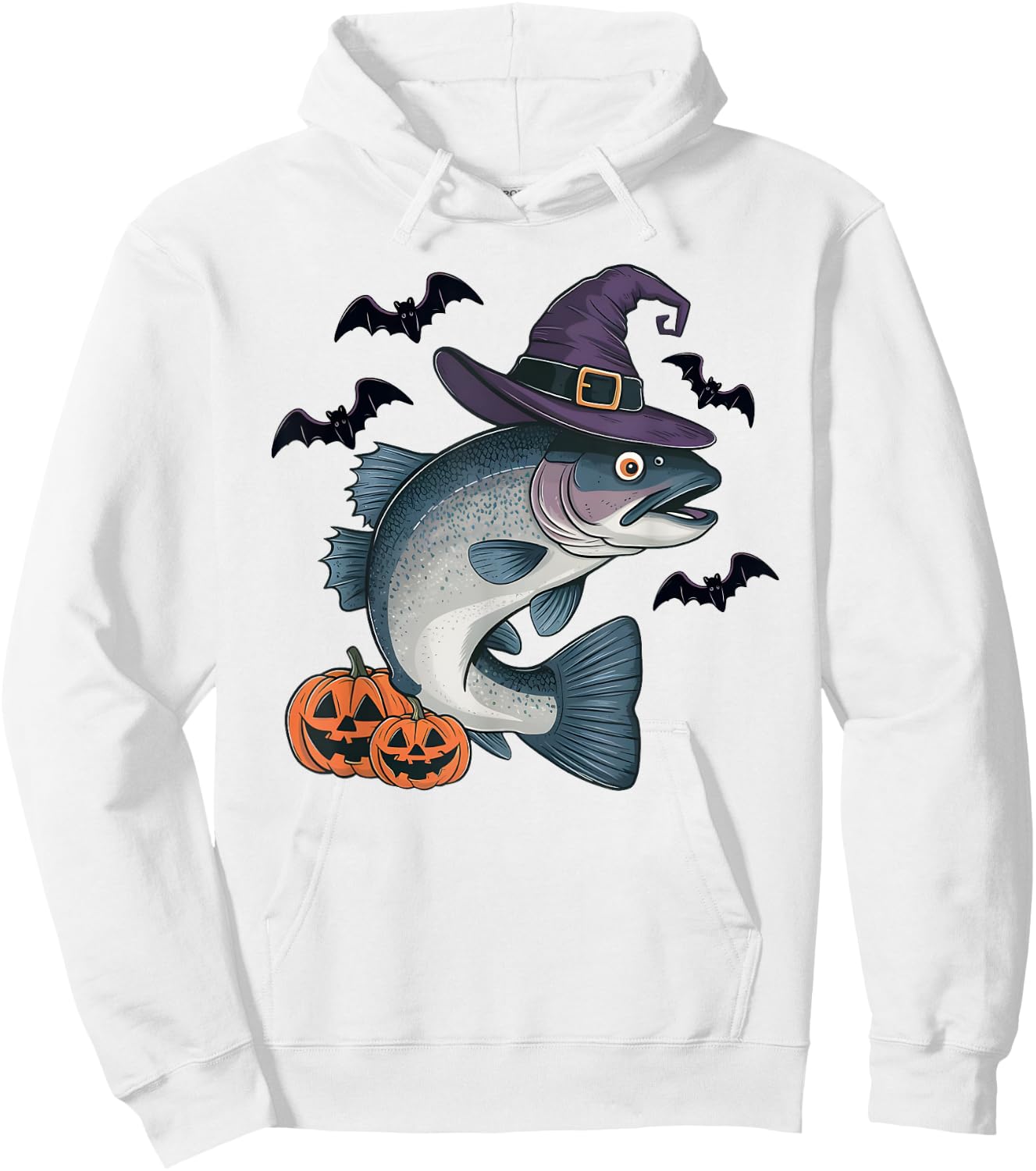 Rainbow Trout Fish Halloween Costume Pumpkin Bat Witch Hoodie - Hoodie | White
