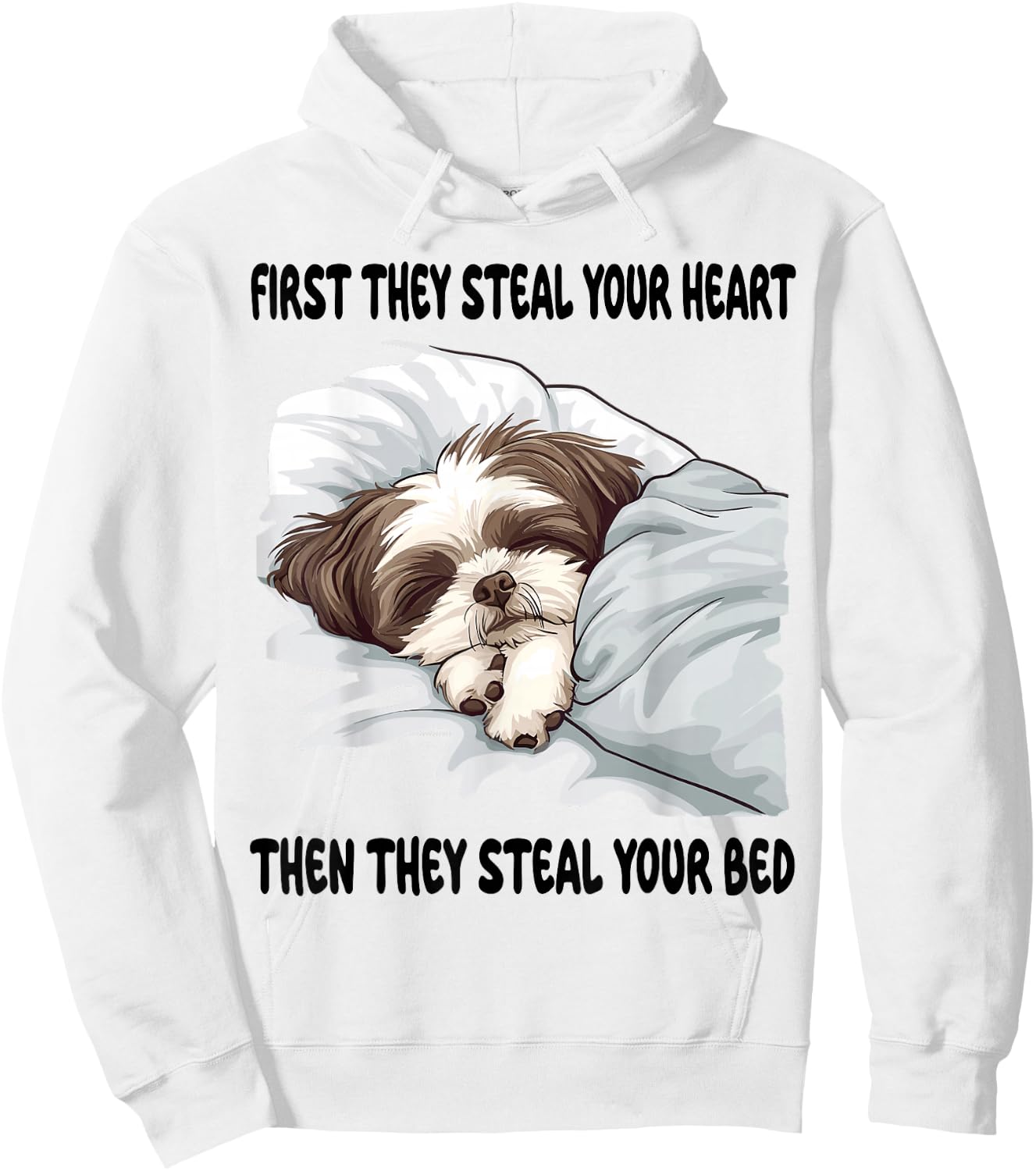 Shih Tzu Sleeping Pajamas Nightgown Hoodie - Hoodie | White