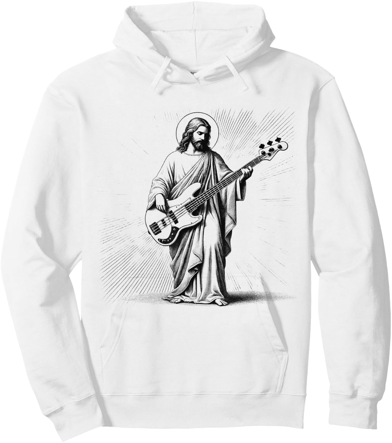 Jesus Playing Bass Guitar Guitarist Christian Vintage Rock Hoodie - Hoodie | White