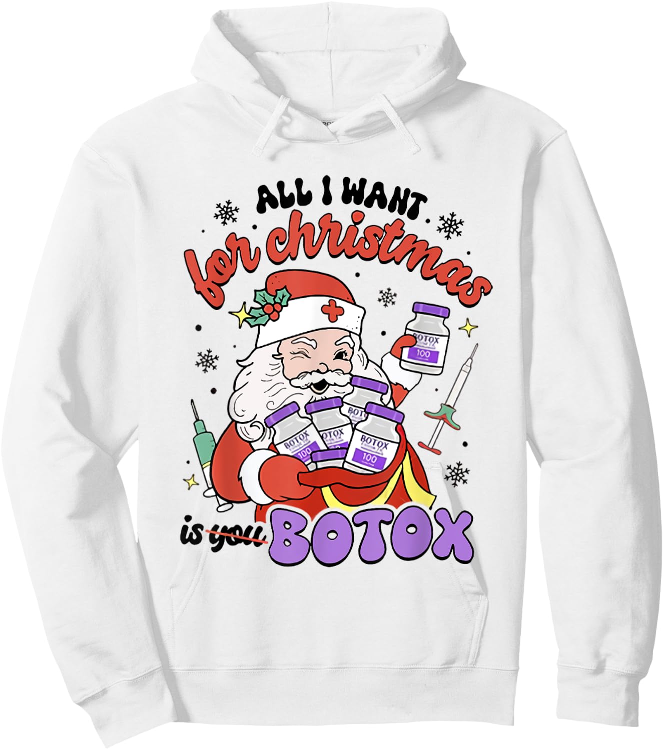 Women Santa Botox Nurse Injector Christmas Aesthetic Nurse Hoodie - Hoodie | White