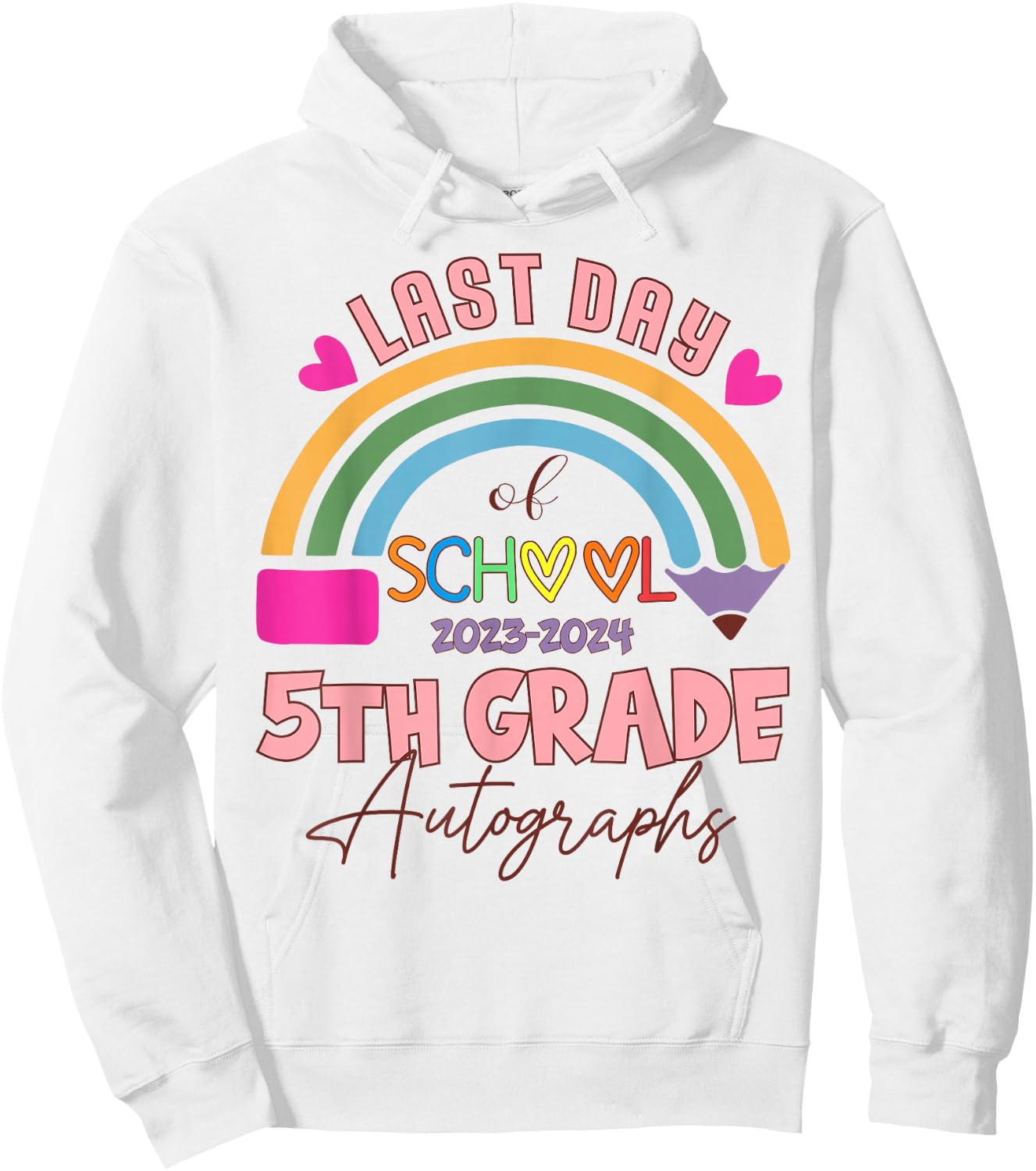 Last Day of School Autograph 5th Grade Graduation Boys Girls Hoodie - Hoodie | White