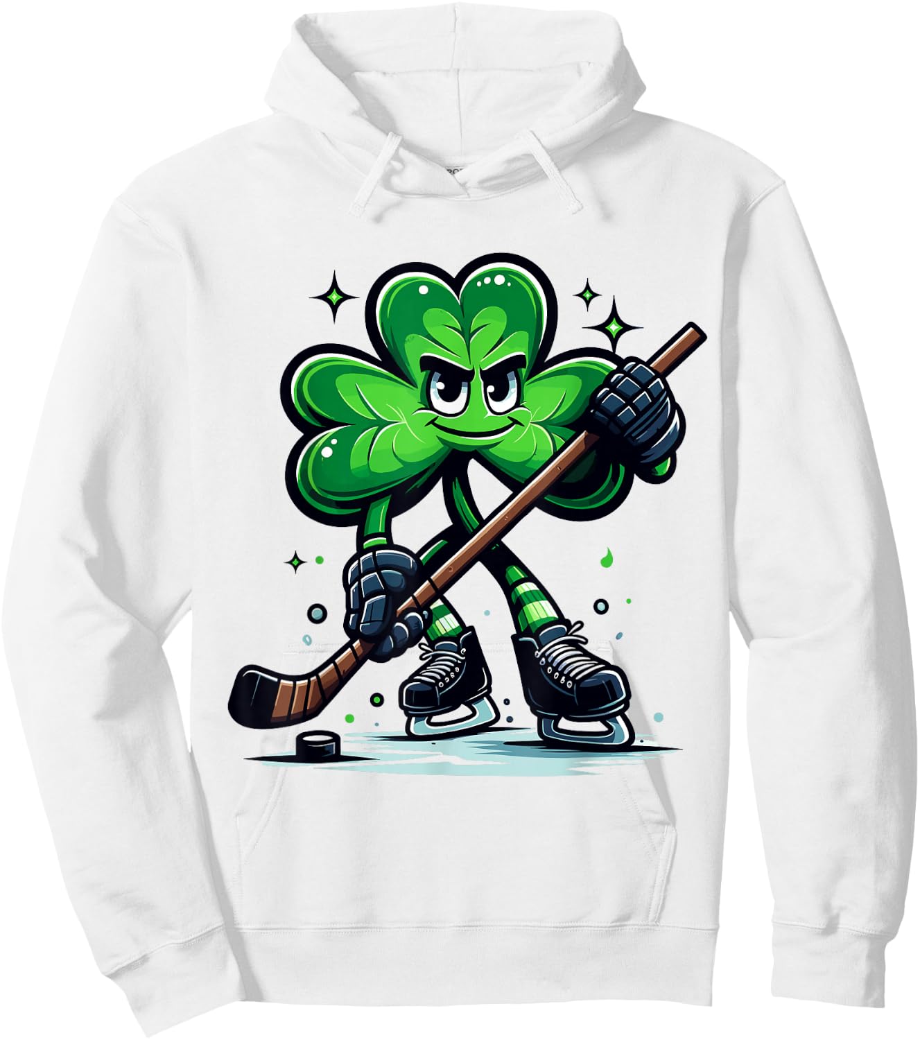 Hockey Lovers Players St Patricks Day Shamrock Men Women Boy Hoodie - Hoodie | White