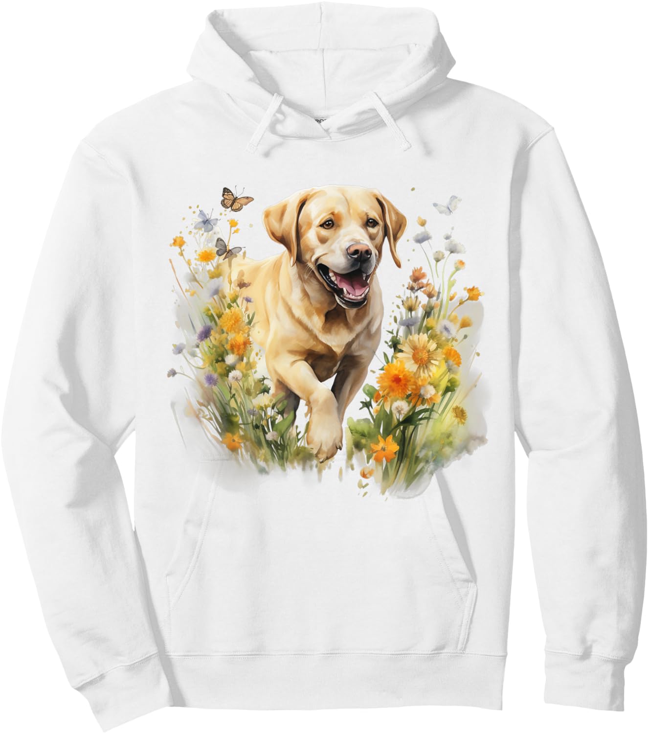Floral Wildflower Dog Labrador Retriever Women Kids Hoodie - Hoodie | White