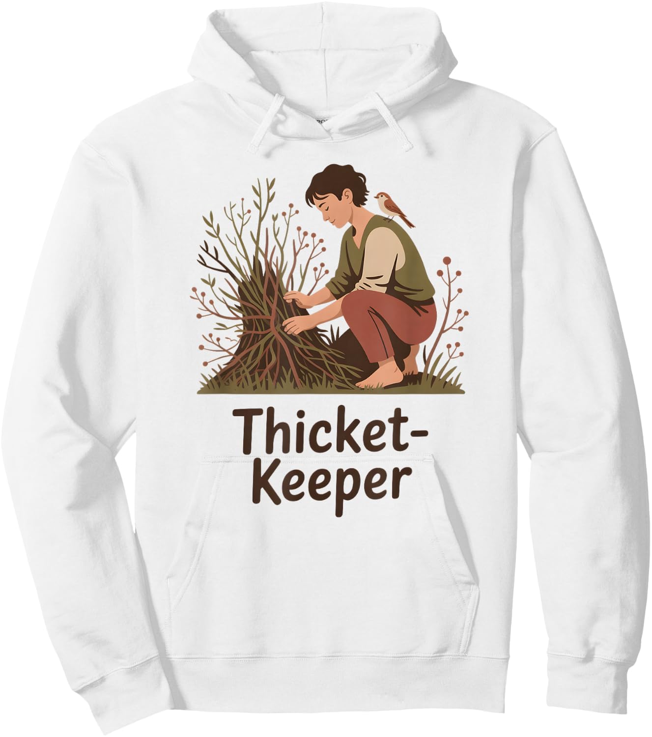 Thicket-Keeper Earthy Wildlife Graphic Hoodie - Hoodie | White