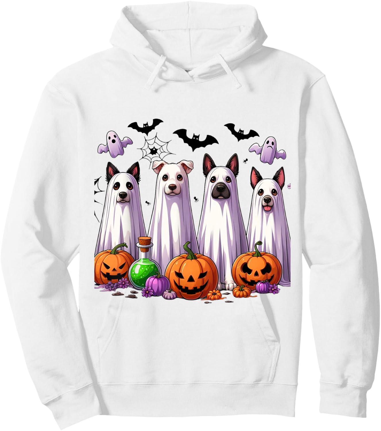 Dog Ghost Cute Dog Dressed As Ghost Funny Halloween Dog Hoodie - Hoodie | White