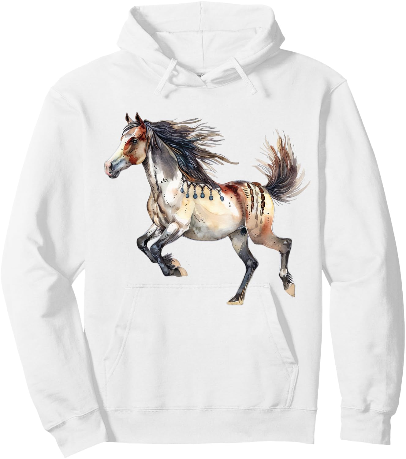 Native American Wild Horse Hoodie - Hoodie | White