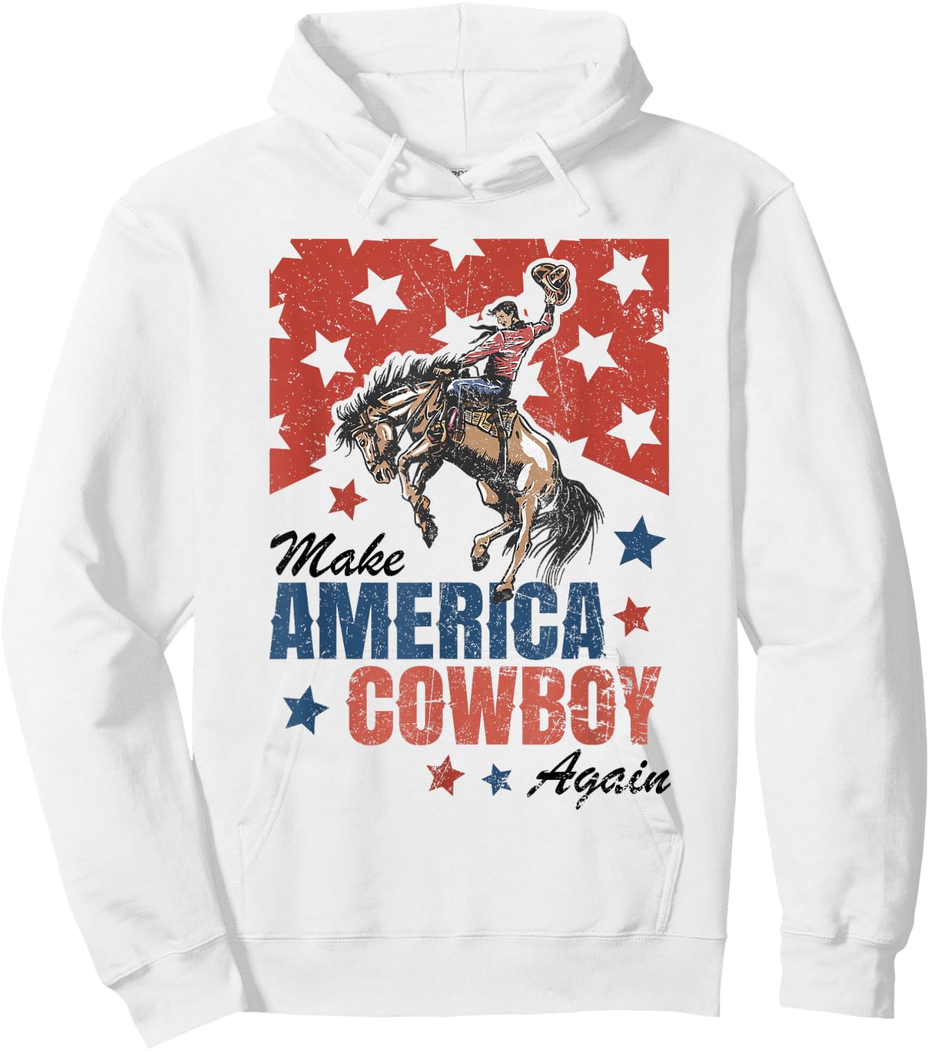 Make America Cowgirl Cowboy Again Western 4th Of July Hoodie - Hoodie | White