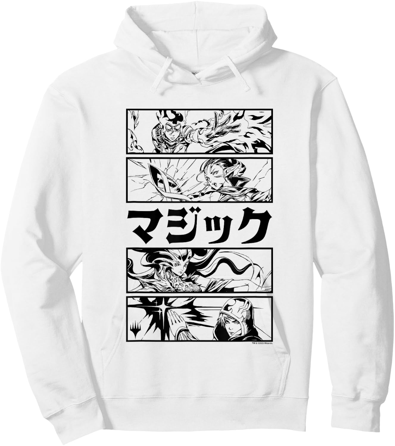 Magic: The Gathering Planeswalker Black & White Kanji Panels Hoodie - Hoodie | White