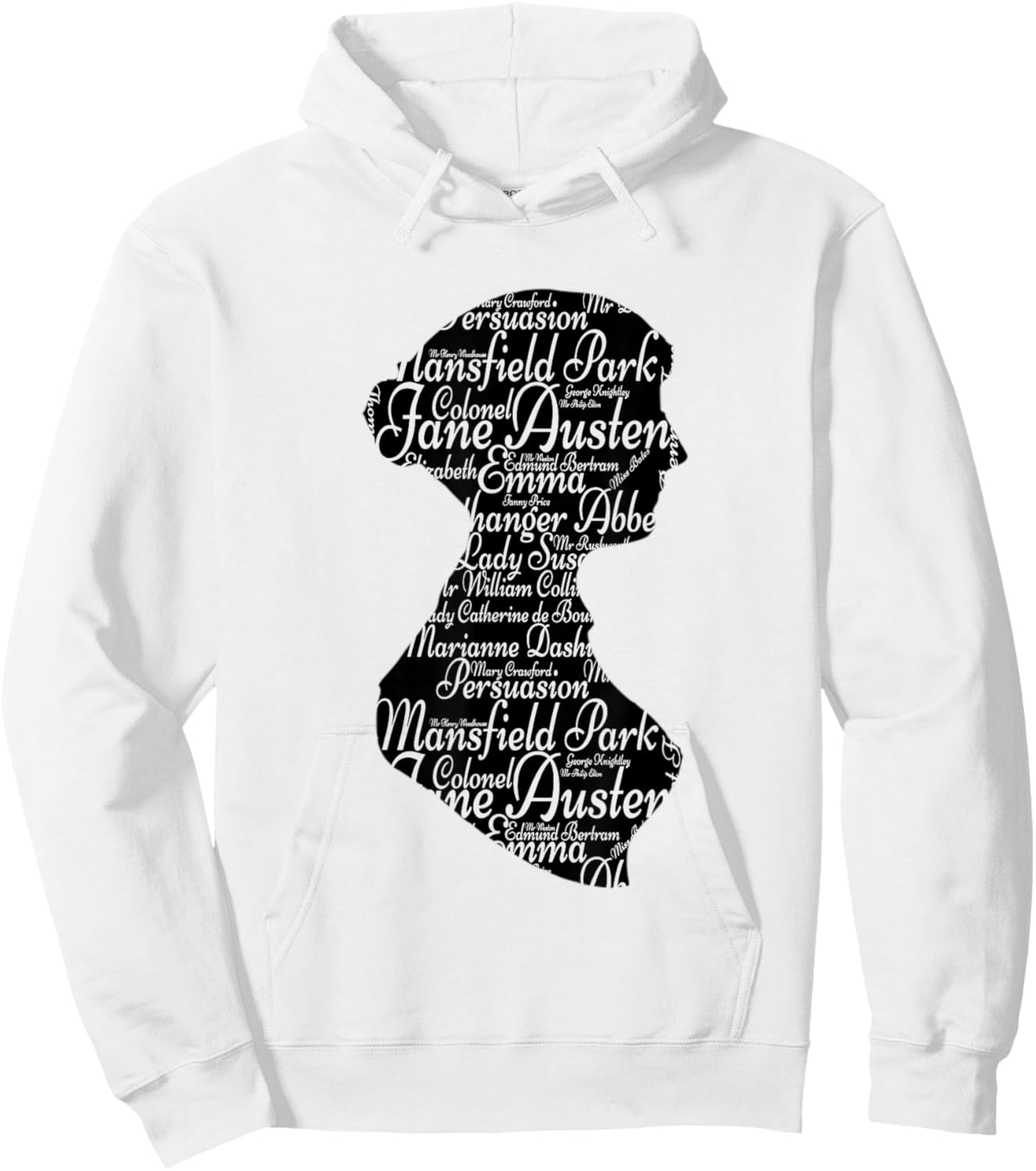 Jane Austen t shirt Mr Darcy t shirt silhouette portrait Hoodie - Hoodie | White