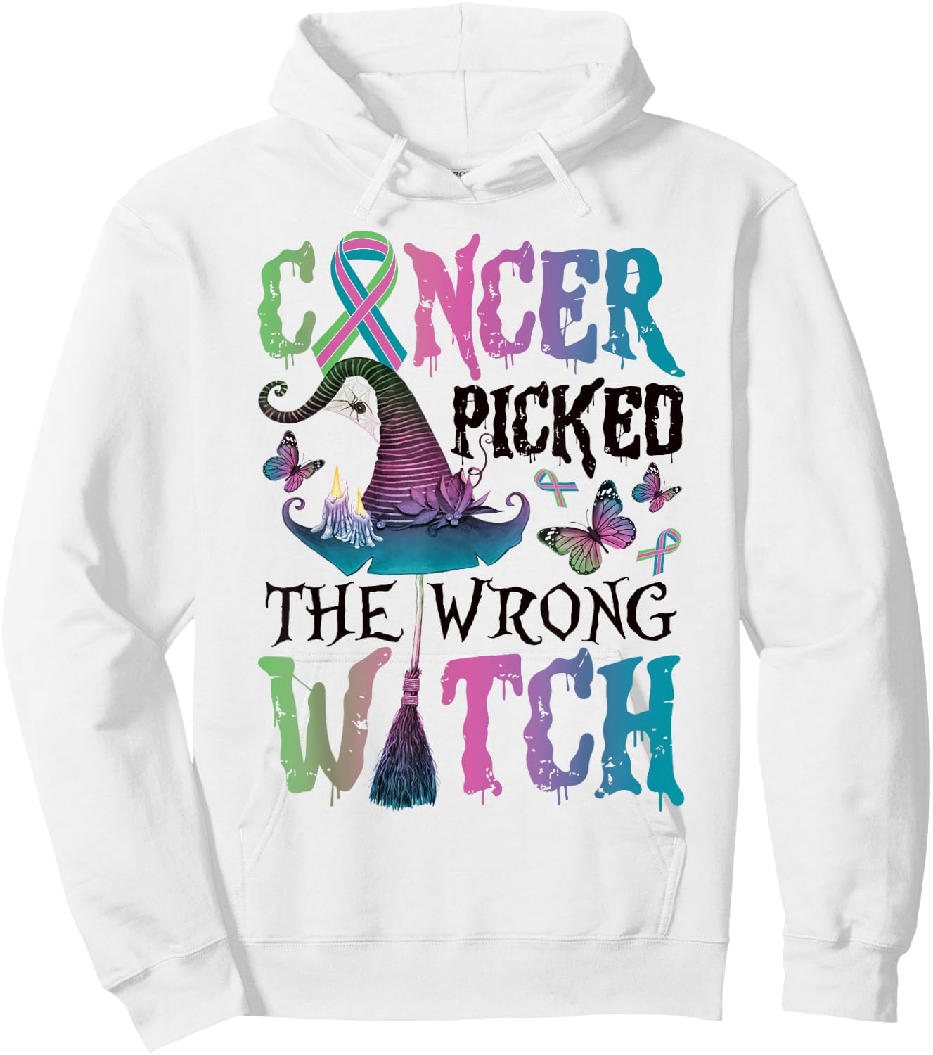 Metastatic Breast Cancer Picked The Wrong Witch Halloween Hoodie - Hoodie | White