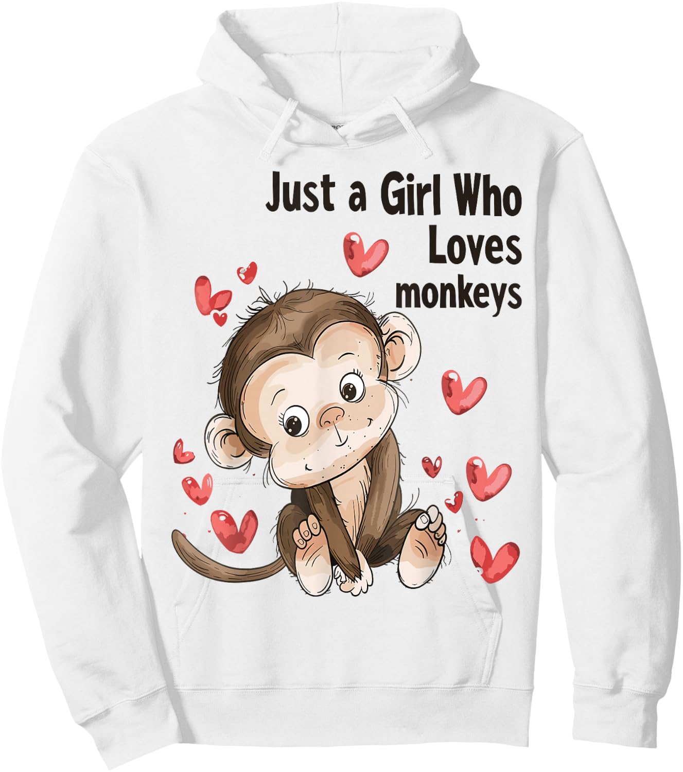 Cute Monkey Lovers Gift Just A Girl Who Loves Monkeys Hoodie - Hoodie | White