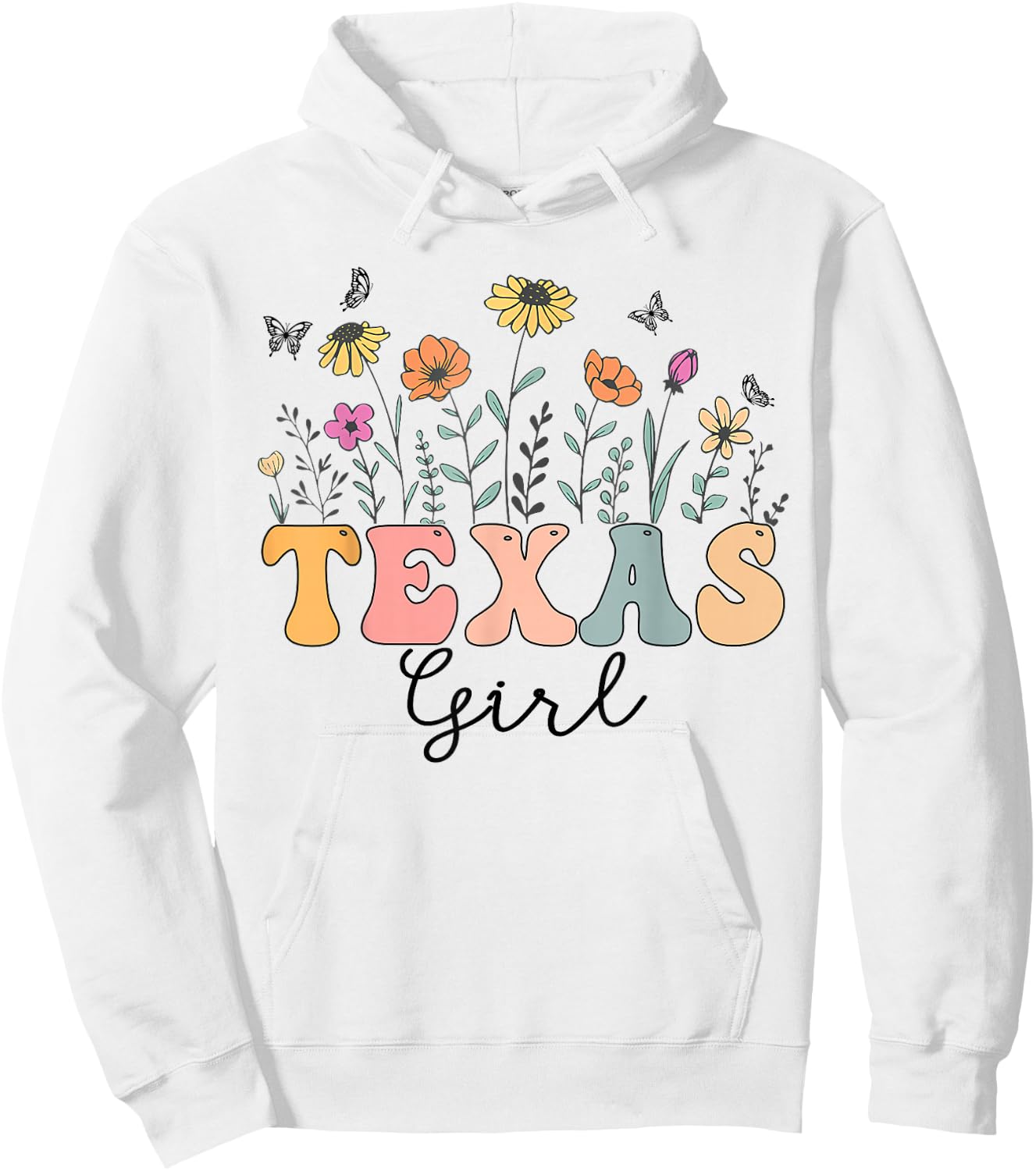 Texas Girl Wildflower Groovy Texas Lover Hoodie - Hoodie | White