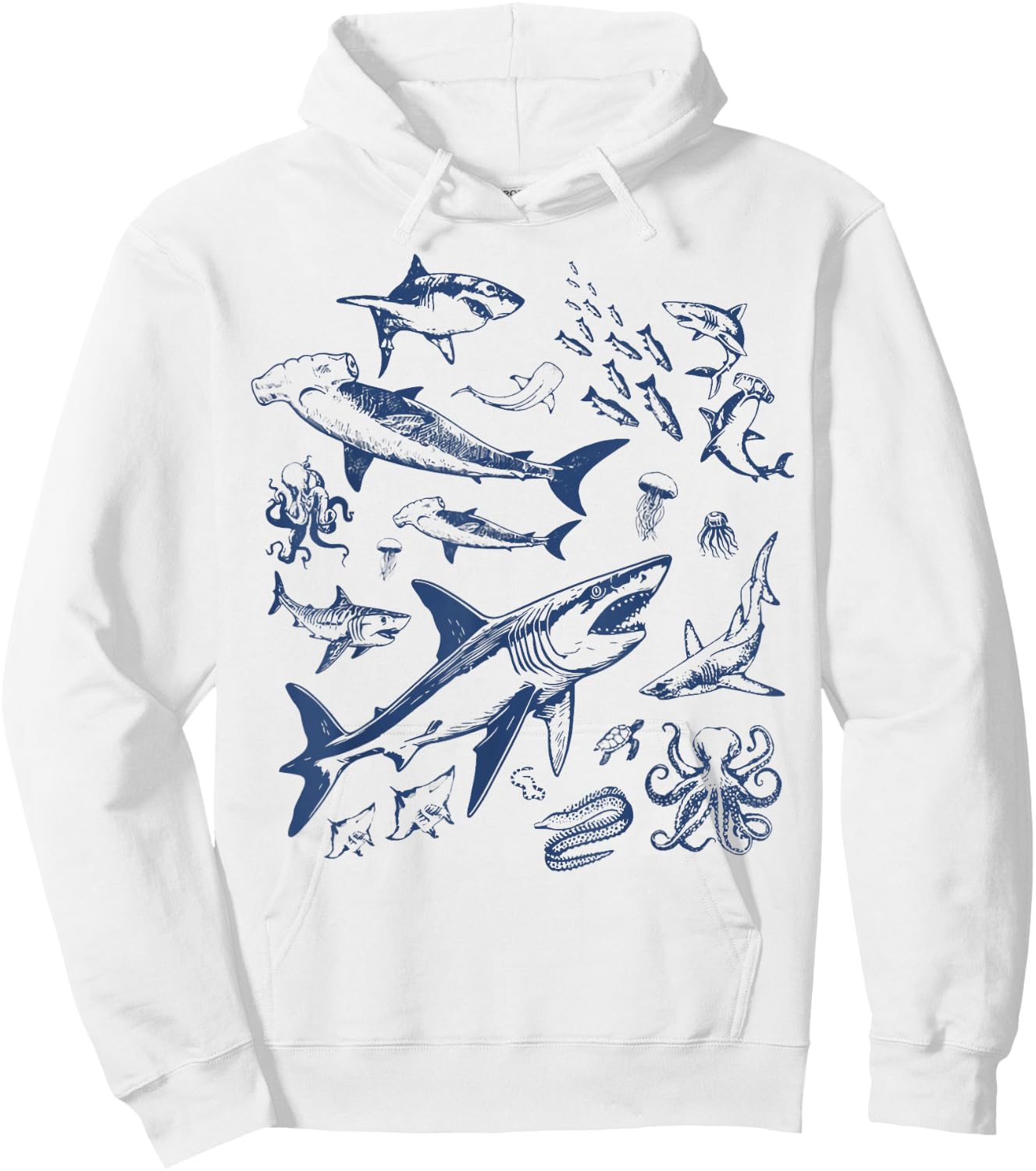 Retro Ocean Animal Wildlife Shark Fish Octopus Nature Hoodie - Hoodie | White