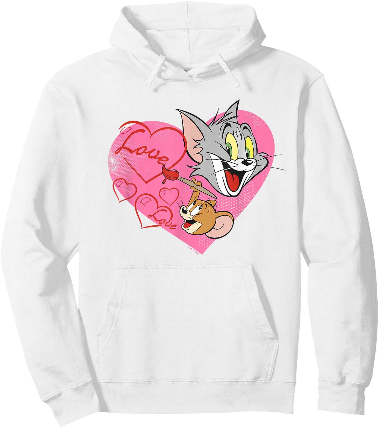 Tom and Jerry Valentine's Day Love Hearts Hoodie - Hoodie | White