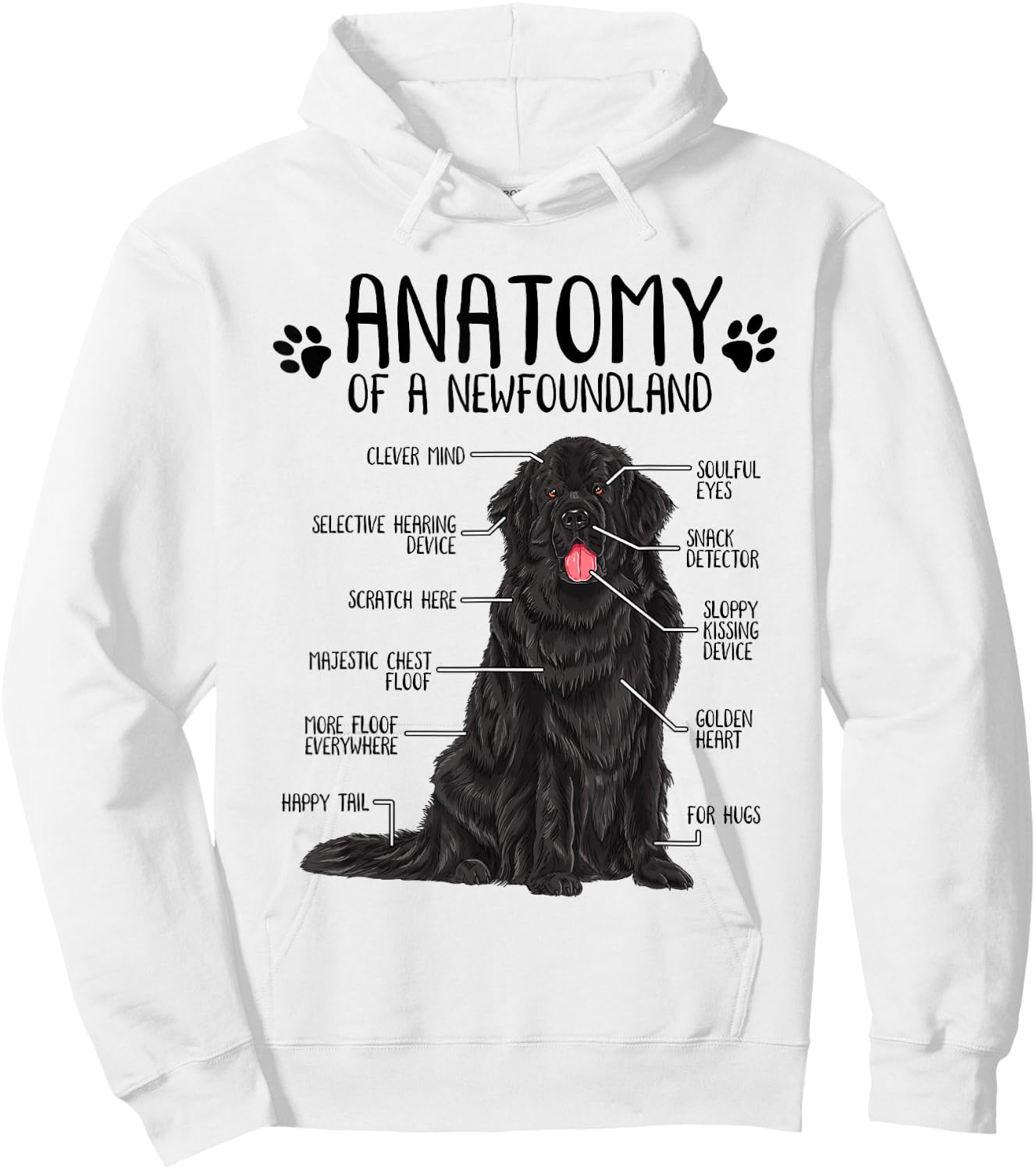 Funny Anatomy Newfoundland Dog Cute Newfie Lover Hoodie - Hoodie | White