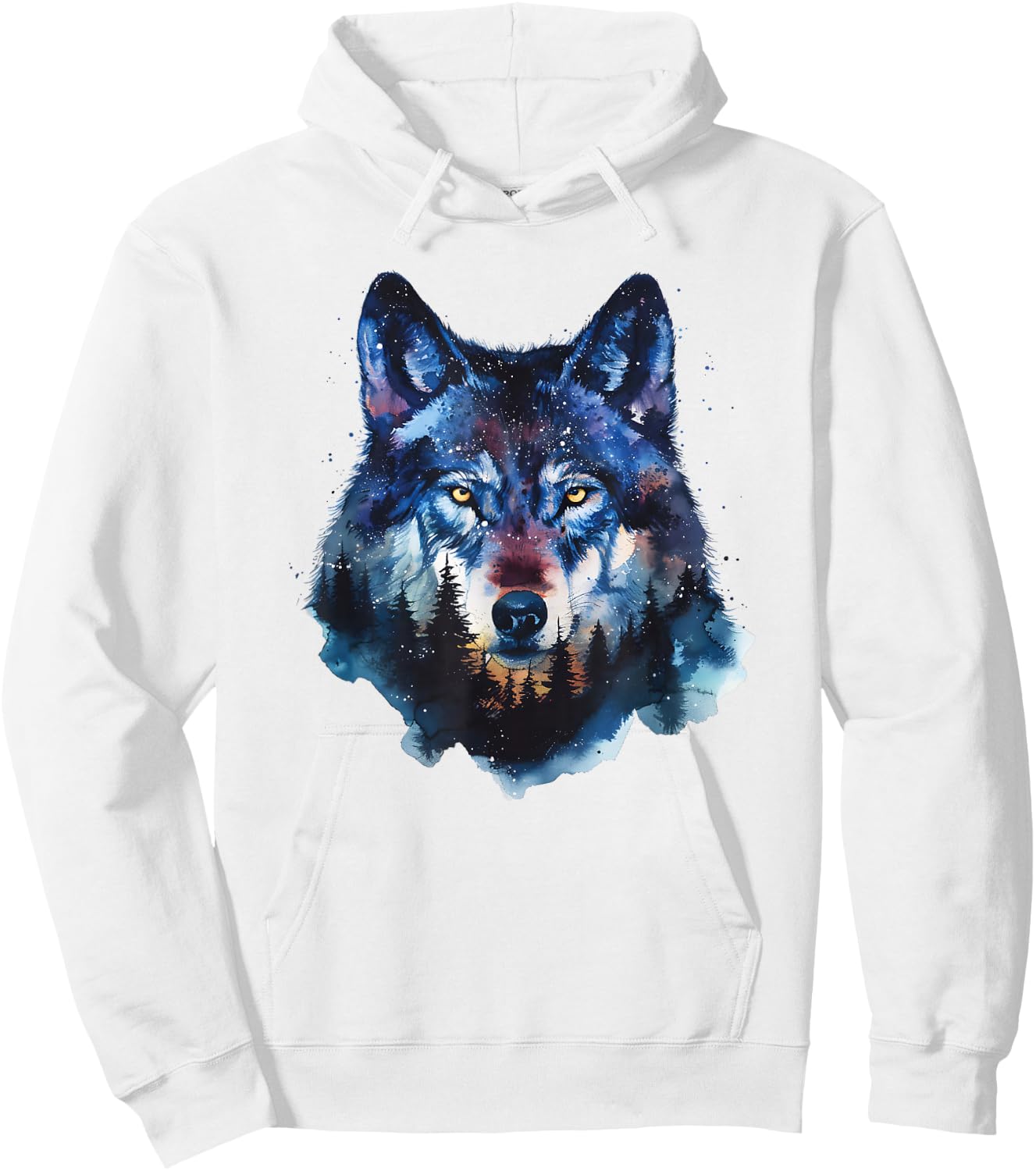 Wolf Splash Art Animal Face Forest Landscape Wolf Hoodie - Hoodie | White