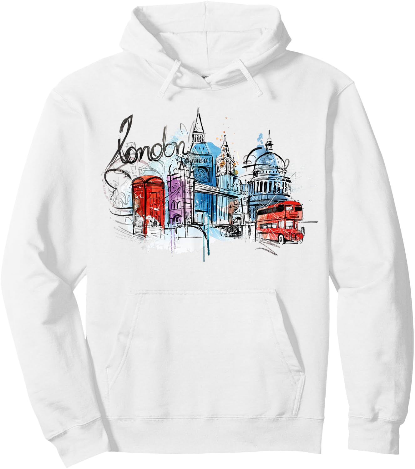 Cool Abstract London Splash Colors, London Graphic Design Hoodie - Hoodie | White