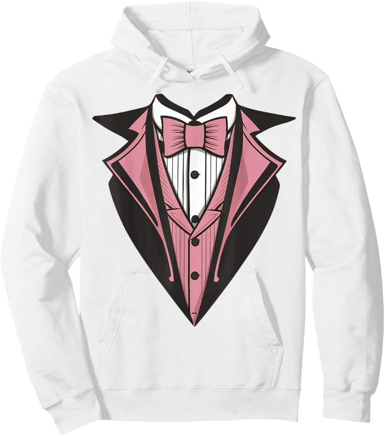 Funny Kids Adult Pink Bowtie Tuxedo Costume Hoodie - Hoodie | White