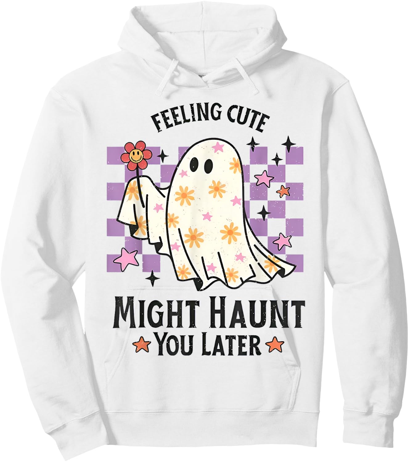 Feeling Cute Might Haunt You Later Halloween Pumpkin Hoodie - Hoodie | White