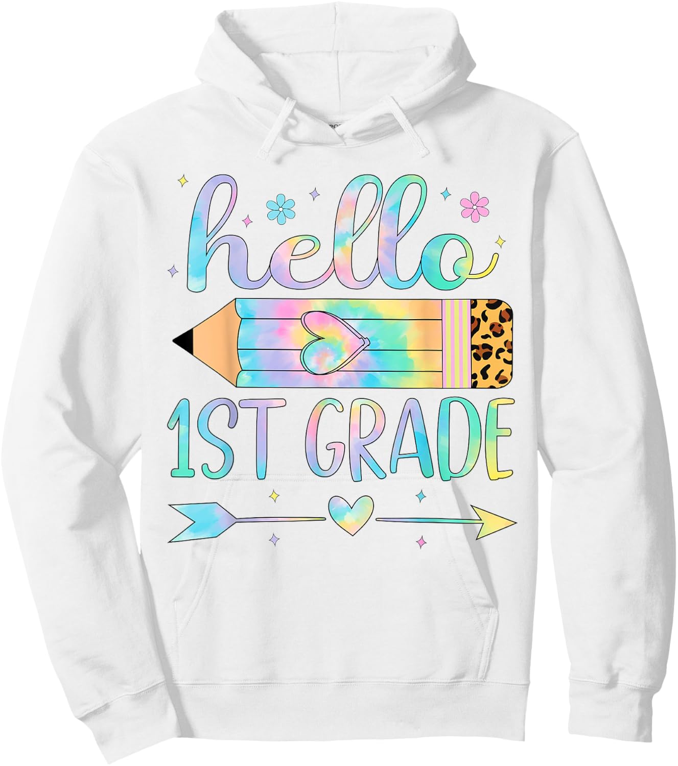 Tie Dye 1st Grade Back To School Hello First Grade Teacher Women Kids Hoodie - Hoodie | White