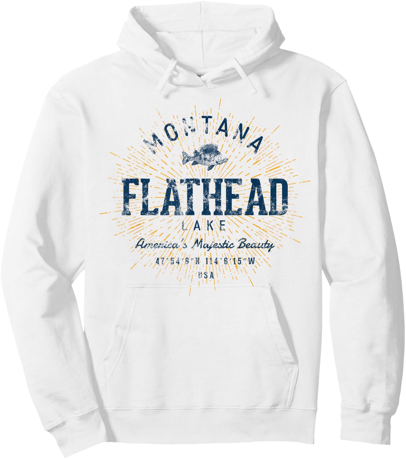 Vintage Flathead Lake Retro Hoodie - Hoodie | White