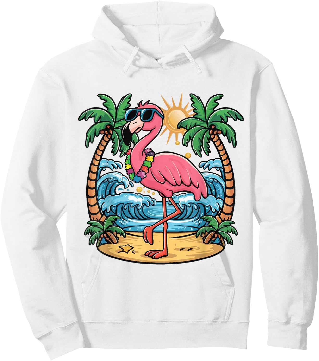 Flamingo Beach Summer Vibes Palm Trees Tropical Summer Hoodie - Hoodie | White