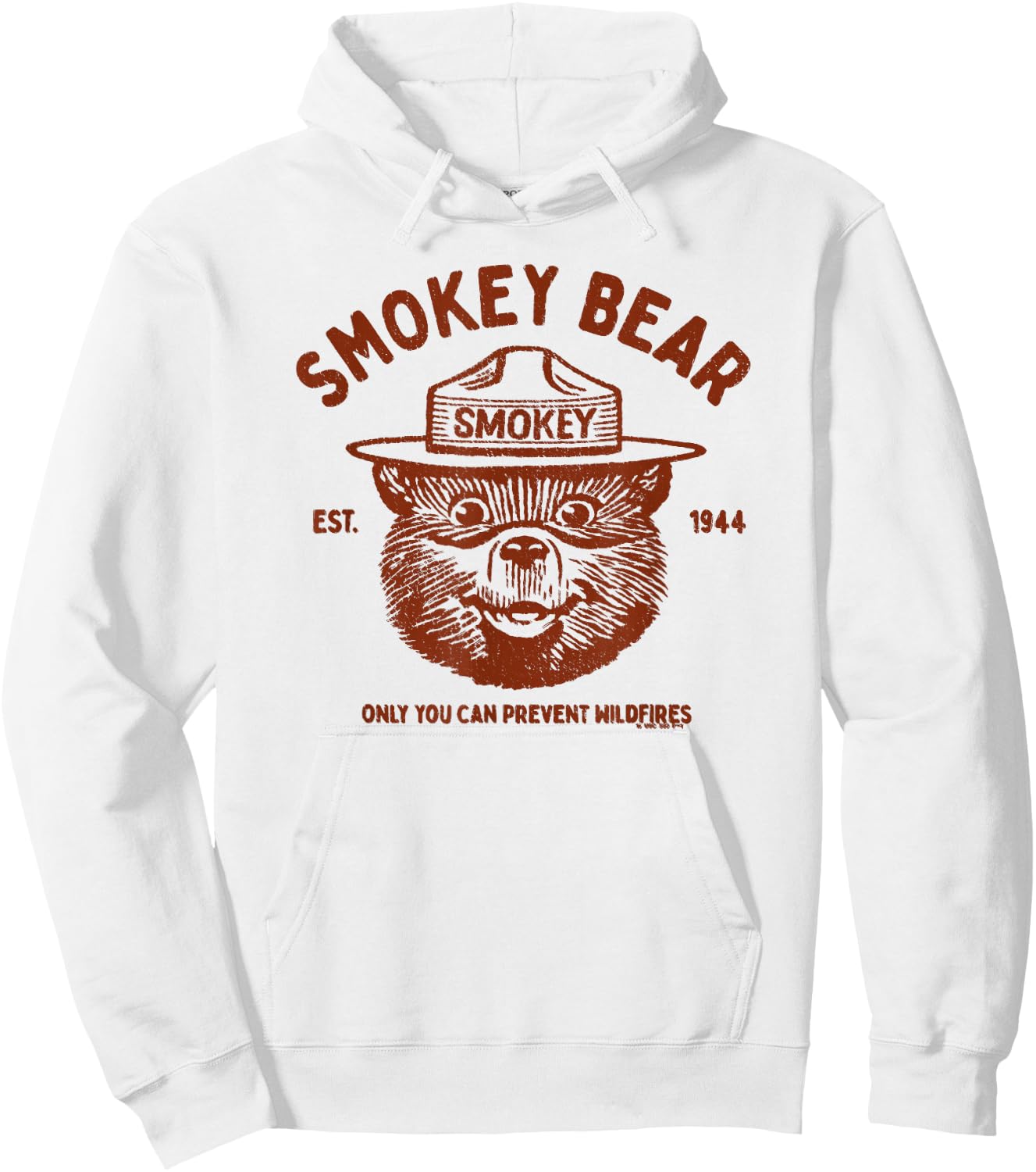 Vintage Smokey Bear Logo Only You Can Prevent Wildfires Hoodie - Hoodie | White