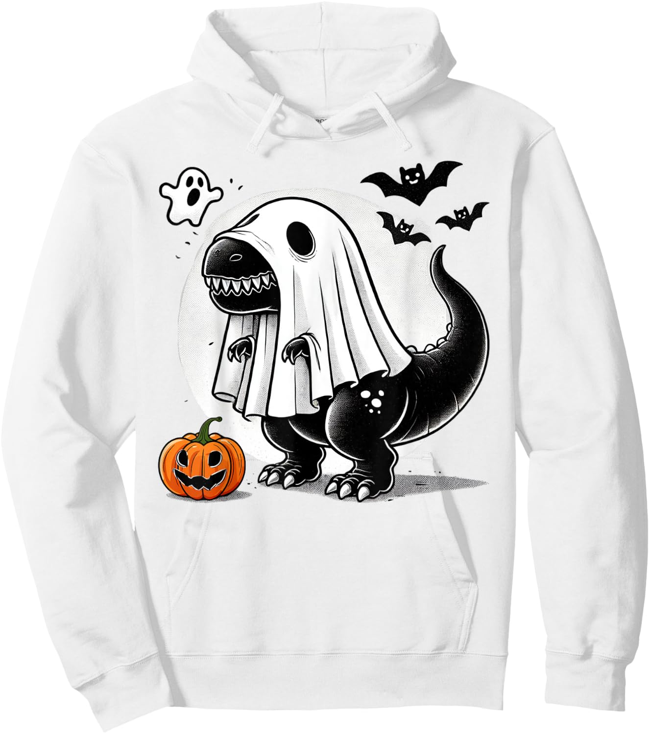 Funny T-Rex Ghost Dinosaur Halloween Costume Tyrannosaurus Hoodie - Hoodie | White