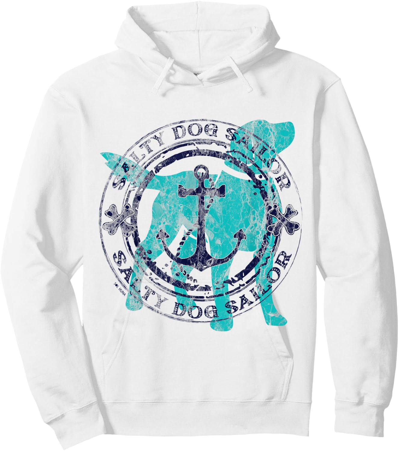 Salty Dog Sailor - Nautical Anchor with Bones and Dog Hoodie - Hoodie | White
