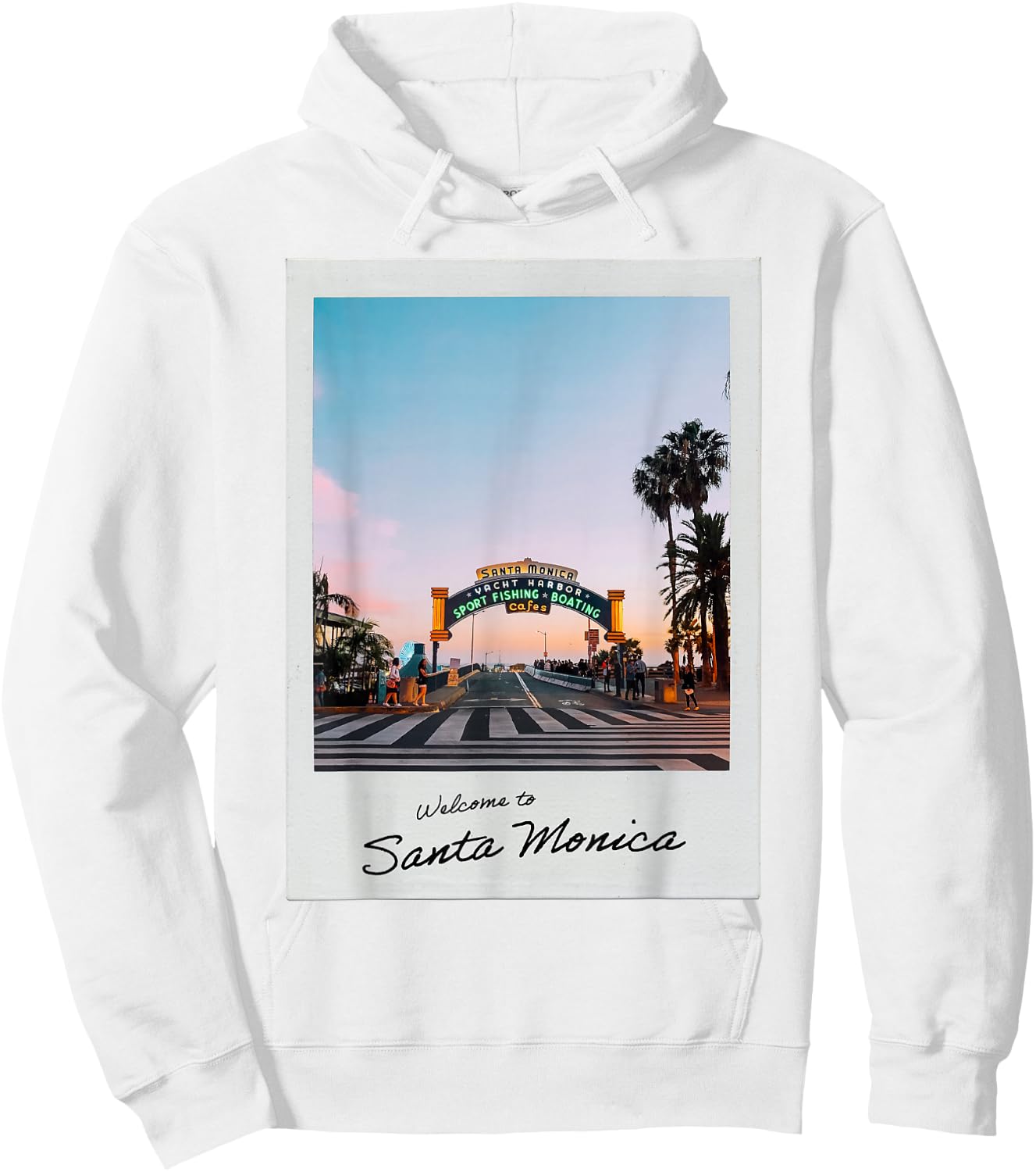 Welcome to Santa Monica Pier Aesthetic Instant Camera 35mm Hoodie - Hoodie | White