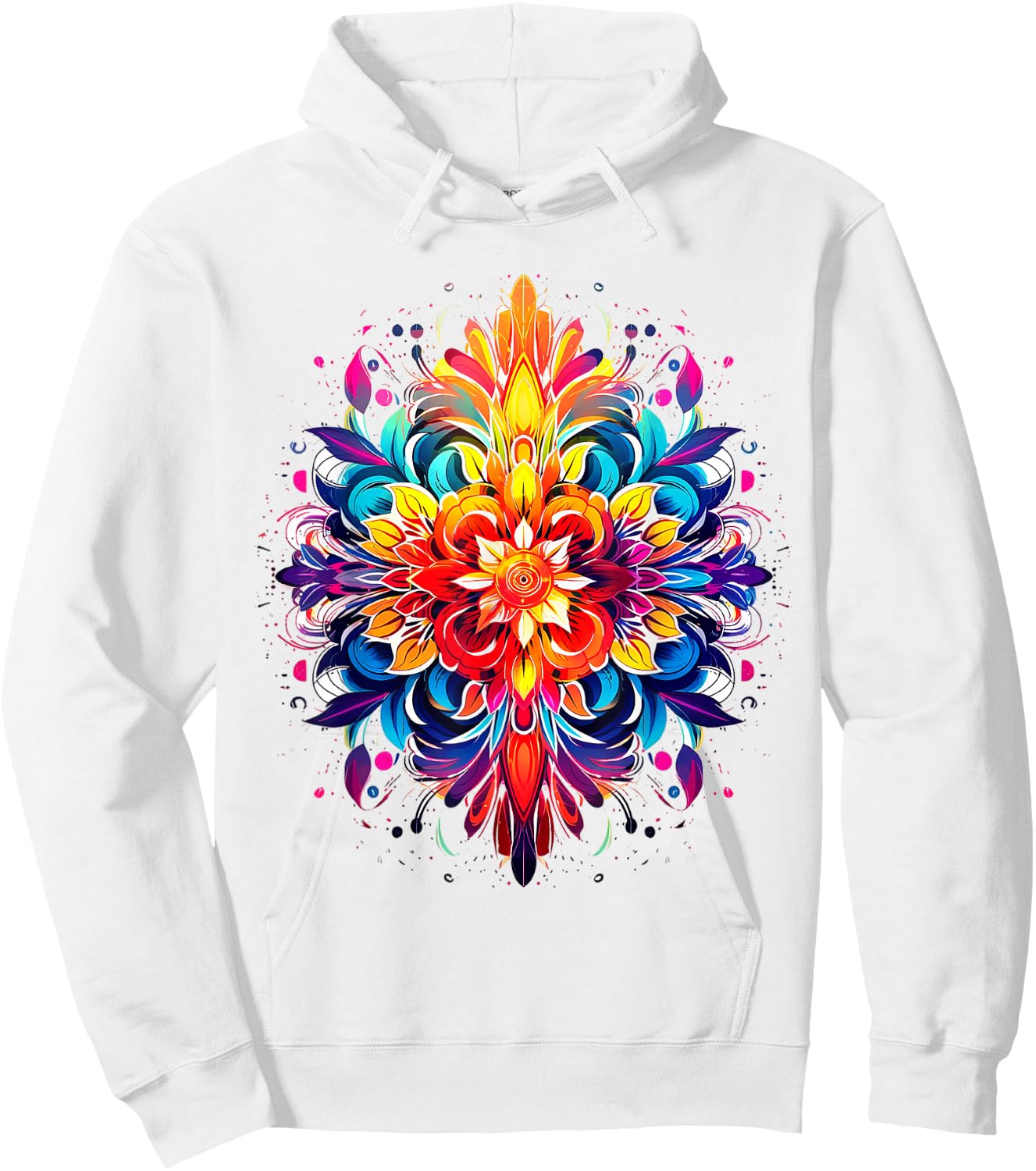 Mandala Colorful Graphic Flower Abstract Mandala Hoodie - Hoodie | White