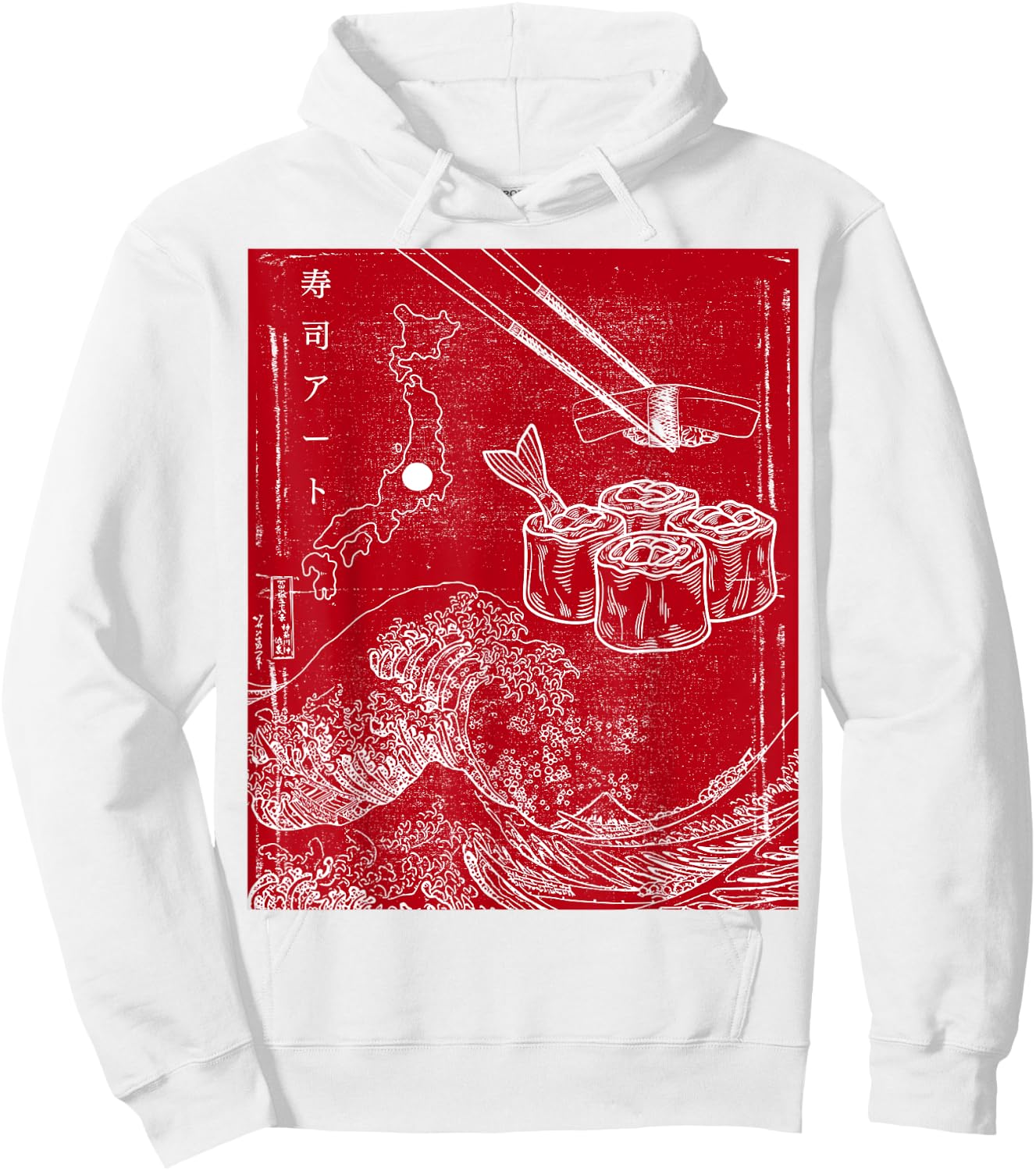 Distressed Japan Flag Sushi rice art sushi Hoodie - Hoodie | White