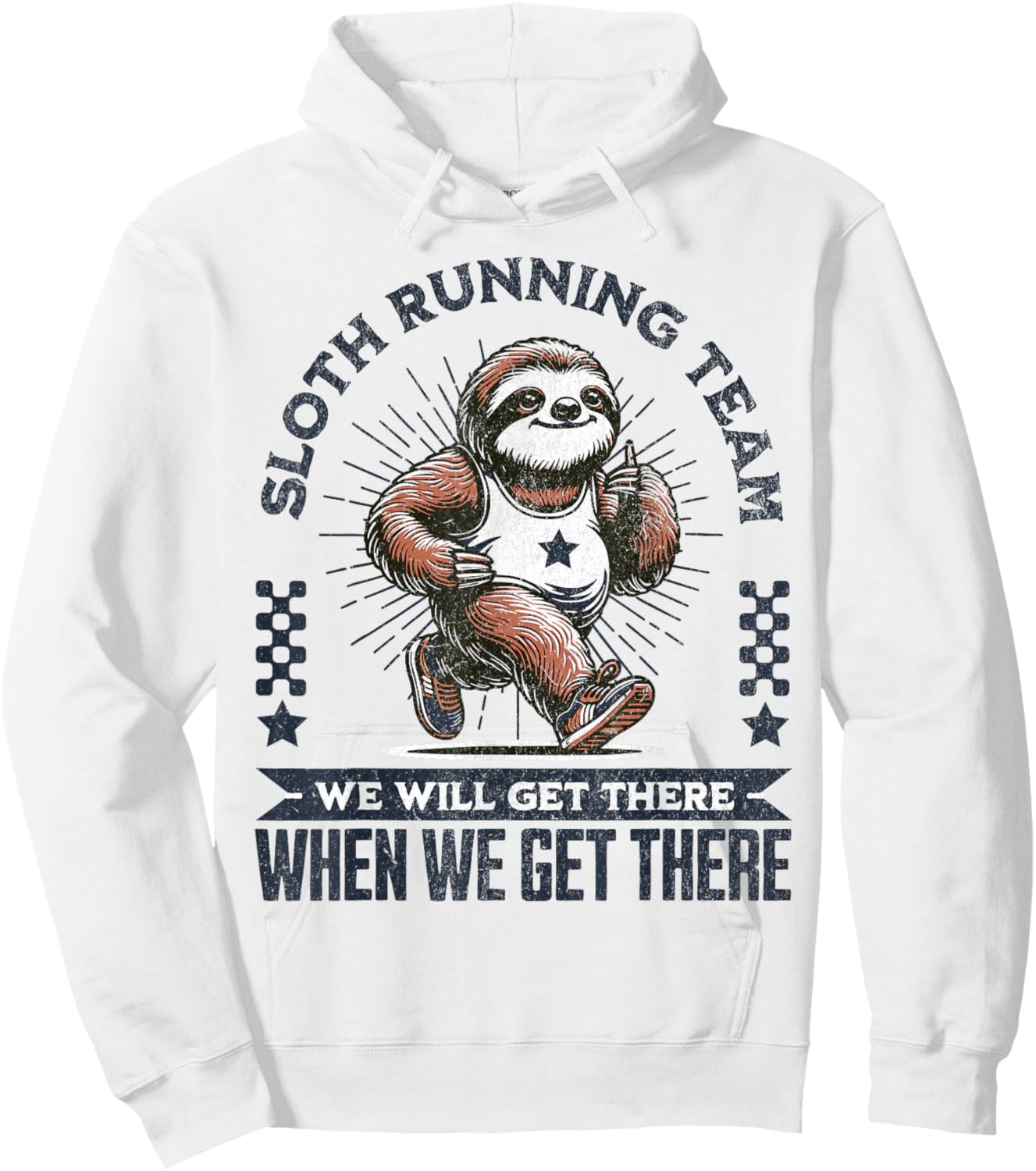Funny Vintage Sloth Running Team Marathon Runners Jogging Hoodie - Hoodie | White