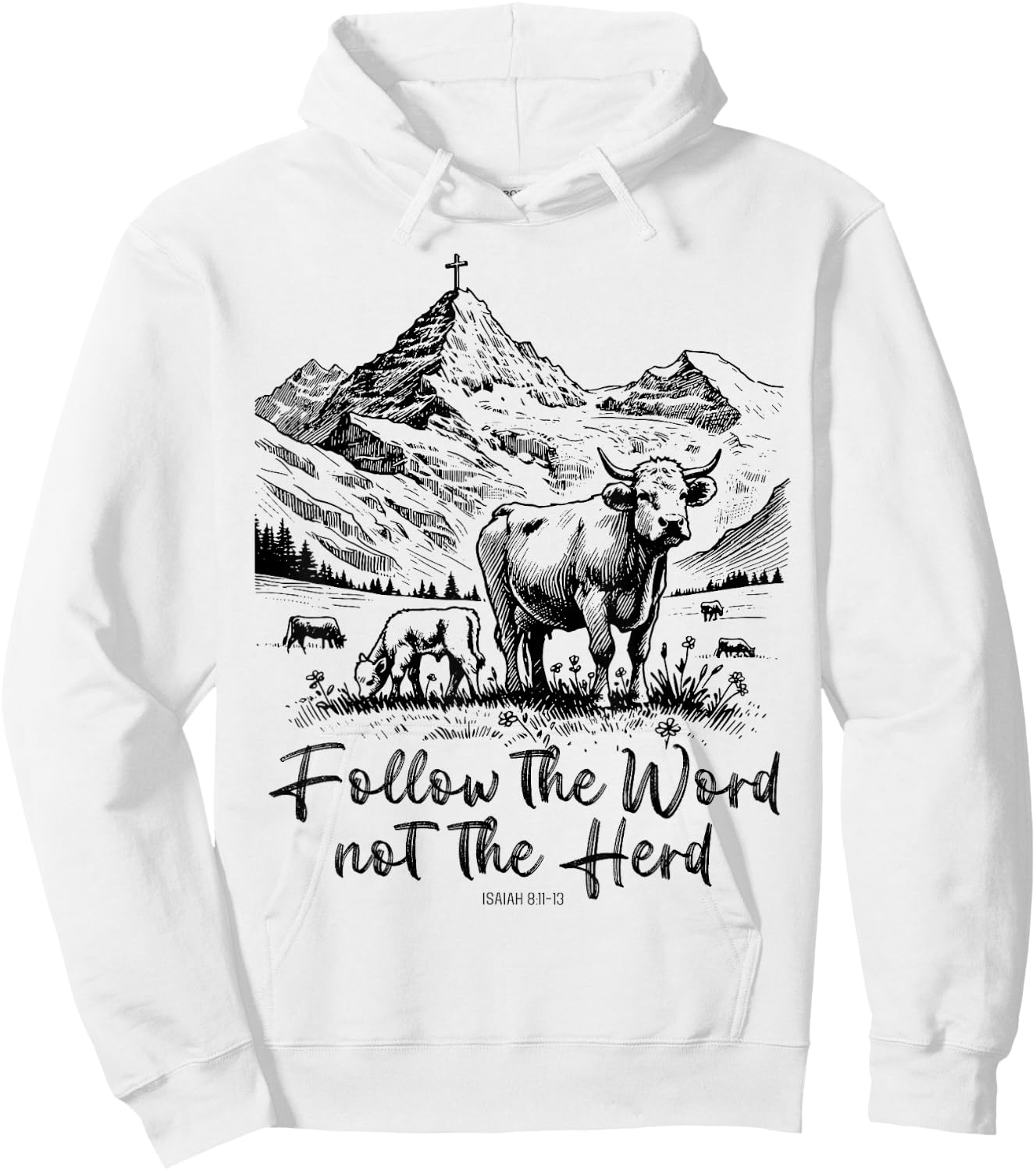 Follow The Word Not The Herd Funny Cow Farm Hoodie - Hoodie | White