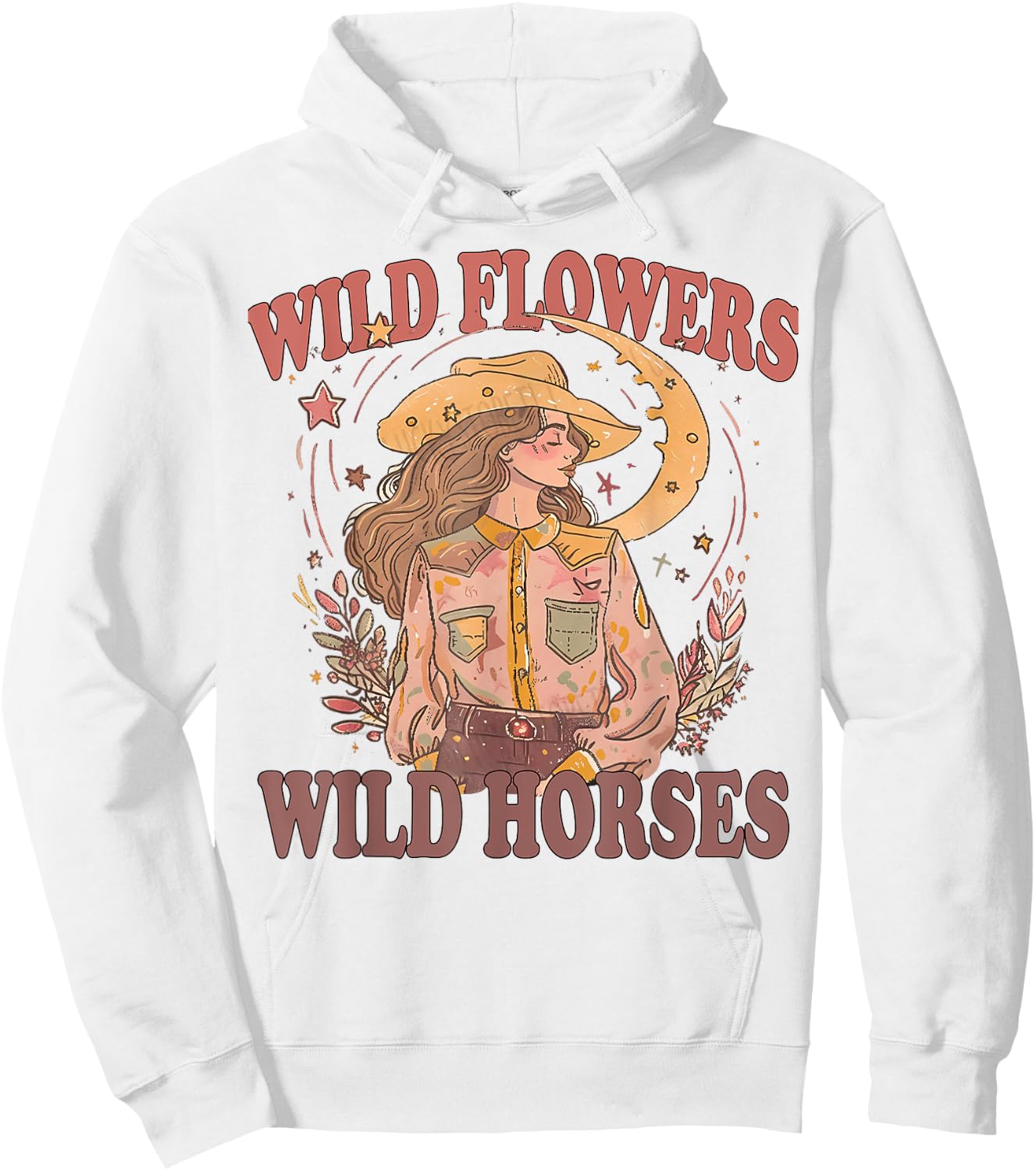 Floral Cowgirl Riding Horse Wild Flowers Wild Horses Hoodie - Hoodie | White