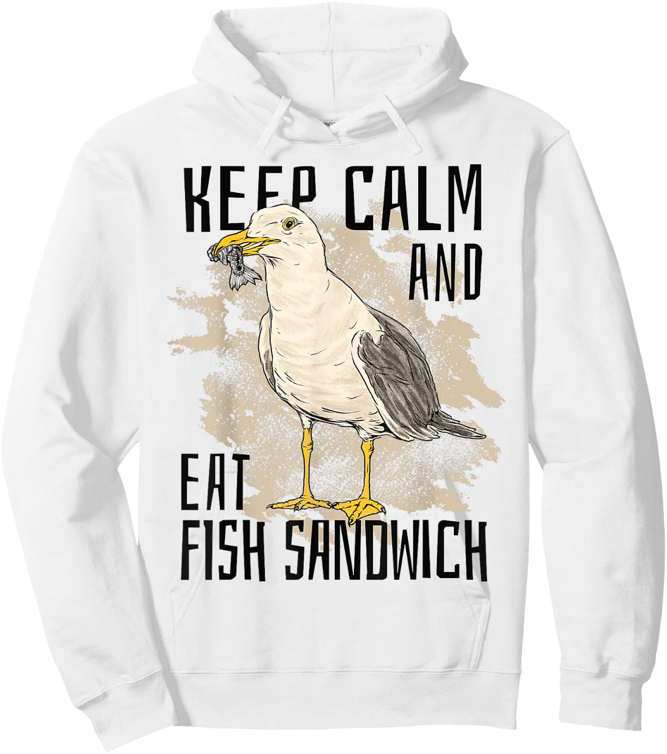 Keep Calm Eat Fish Sandwich Seagull Bird Sea Ocean Men Women Kids Hoodie - Hoodie | White