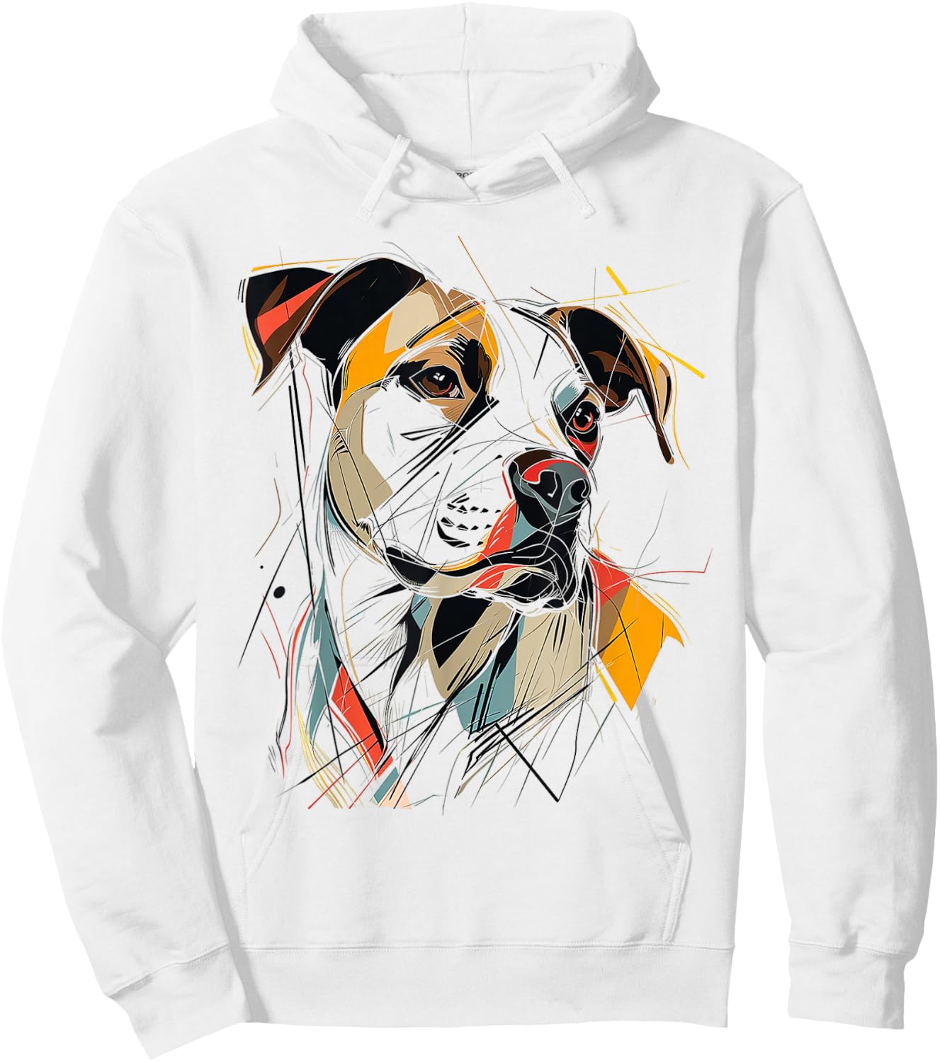 Pitbull Abstract Pet Drawing Illustration Animal Pitbull Hoodie - Hoodie | White