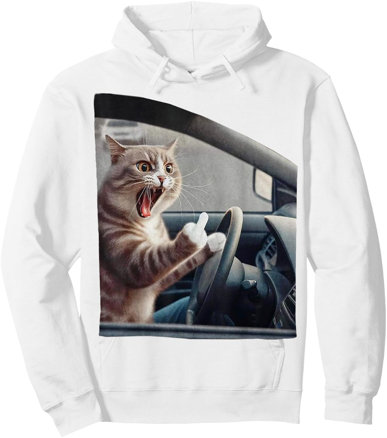Eagerlys Cat Angry Kitten Driver Funny Art Grumpy Funny Fk Hoodie - Hoodie | White