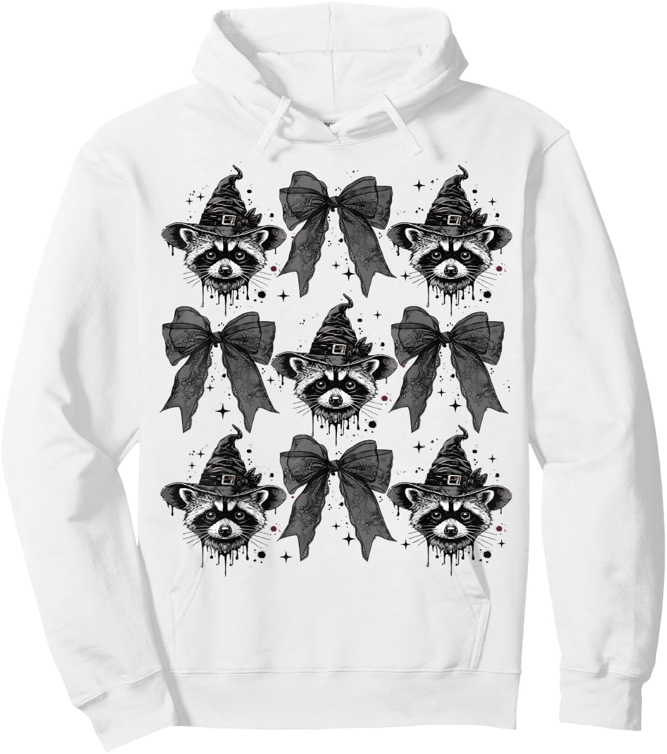 Coquette Halloween Funny Halloween Girl Coquette Raccoon Hoodie - Hoodie | White