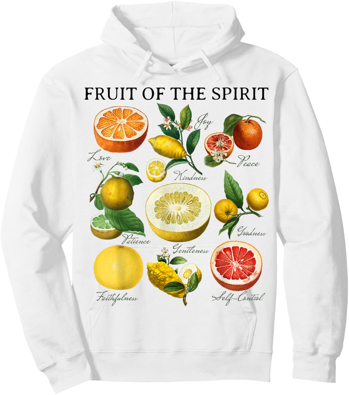 Fruit of the Spirit Galatians 5:22 Christian Bible Scripture Hoodie - Hoodie | White