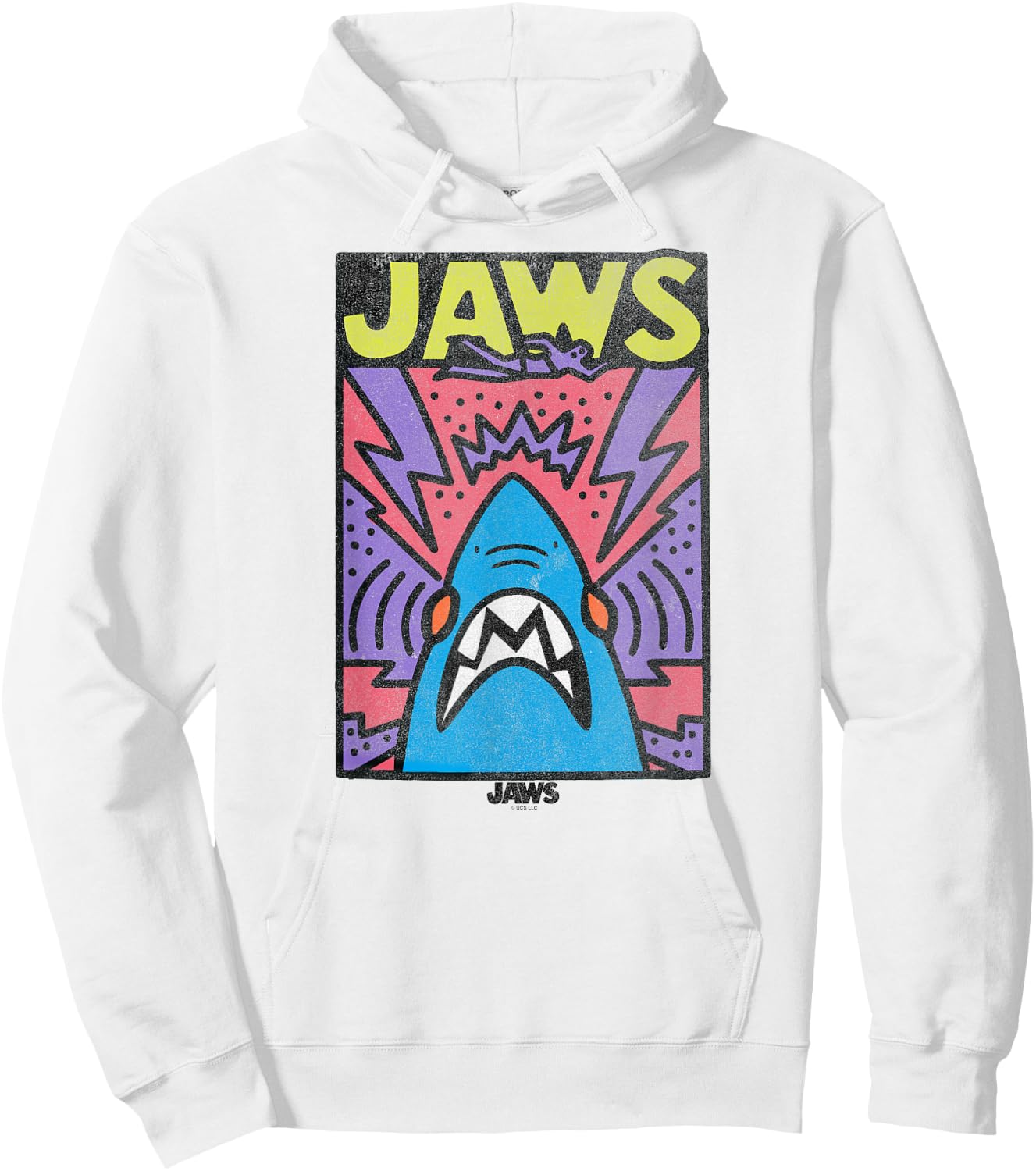 Jaws Neon Poster Hoodie - Hoodie | White